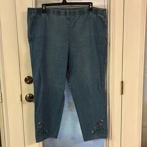 Blair jeans with flowers embroidered on the lower pants